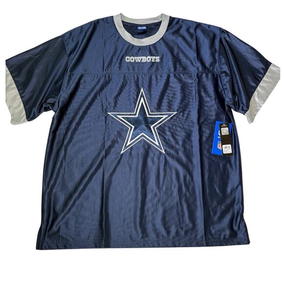 Dallas Cowboys Jersey Shirt Men’s XXL Blue Silver NFL Team Apparel NWT Mesh Logo - Picture 1 of 6